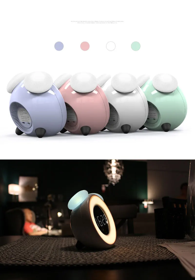 Multifunction Intelligent Wake-Up LED Light Alarm Clock Night  Lamp USB Bedside Digital Touch Sensor Dimmable Morning Snooze (9)