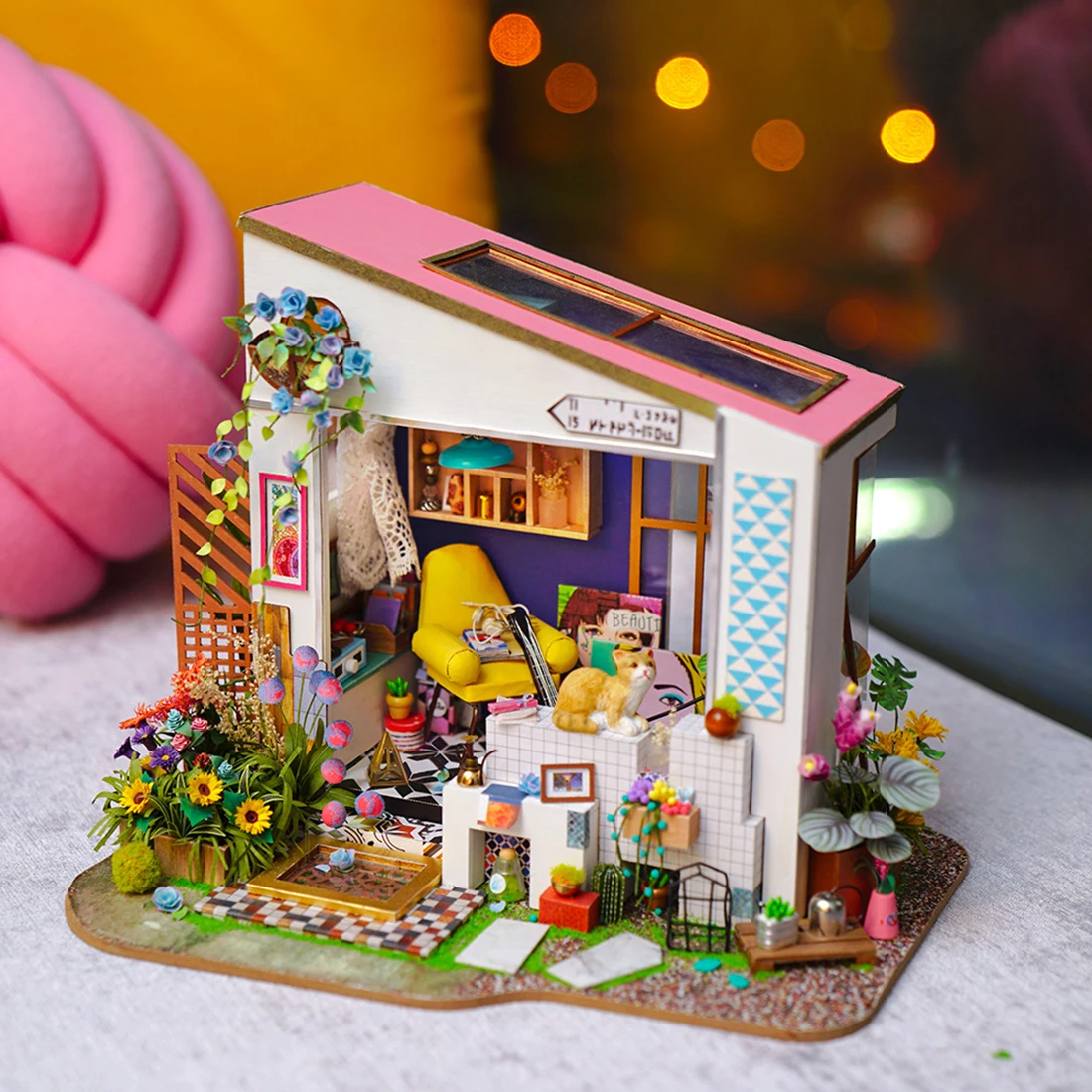 

Robotime DIY Dollhouse Series Lily's Porch 3D Assembly Steam Stem Toy with LED Light Creative Best Gift