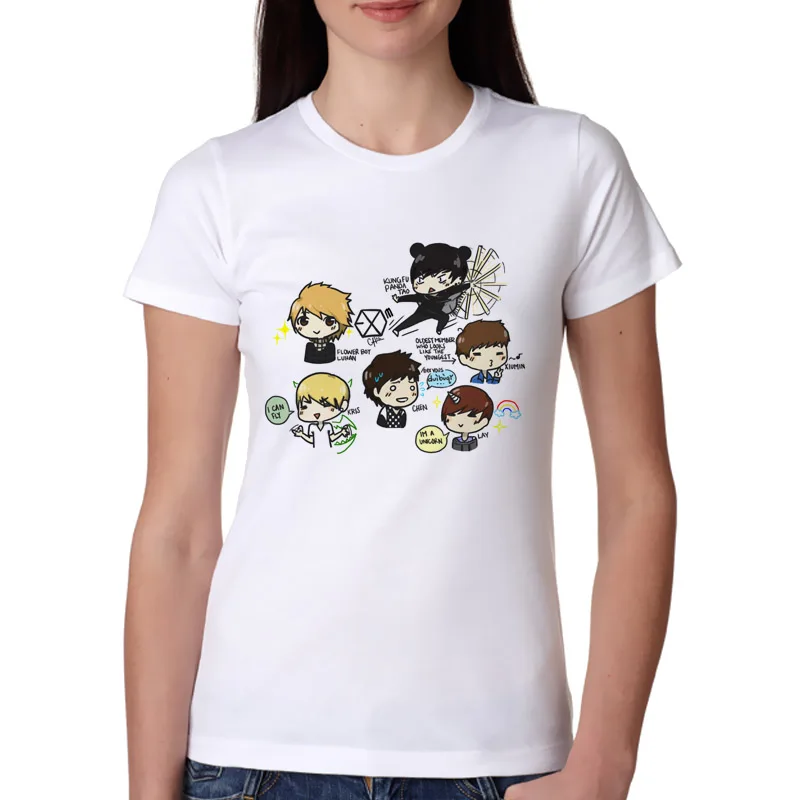 Us 838 41 Offexo T Shirt Female Xo K Pop 2017 Womens Gril K Pop T Shirt Summer Print Women Girl Kpop T Shirt Short Sleeve White Tops Tees In