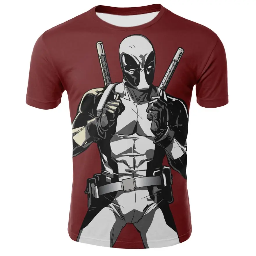 

New 2019 "GAME OVER" Deadpool Printed T-Shirt Anime Casual Workout All-Match Men O-Neck T-shirts Funny Cool Loose Tops