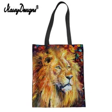 Женская Большая Сумка-тоут с изображением тигра и Льва, Холщовая Сумка на плечо для девочек-подростков, милая пляжная сумка с принтом таксы