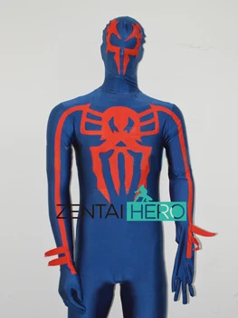 

Free Shipping DHL NEW Spider-man 2099 Blue Spandex Cosplay Superhero Costume 2017 Halloween Spiderman Costume 16071402