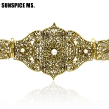 Винтажные женские резные металлические поясные цепи, плетеные ремни ручной работы в стиле Марокко, регулируемые по длине, антикварные золотистые Этнические украшения для тела