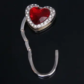 

Support hook of Handbag Folding in Red Heart Shape with Rhinestone Decoration