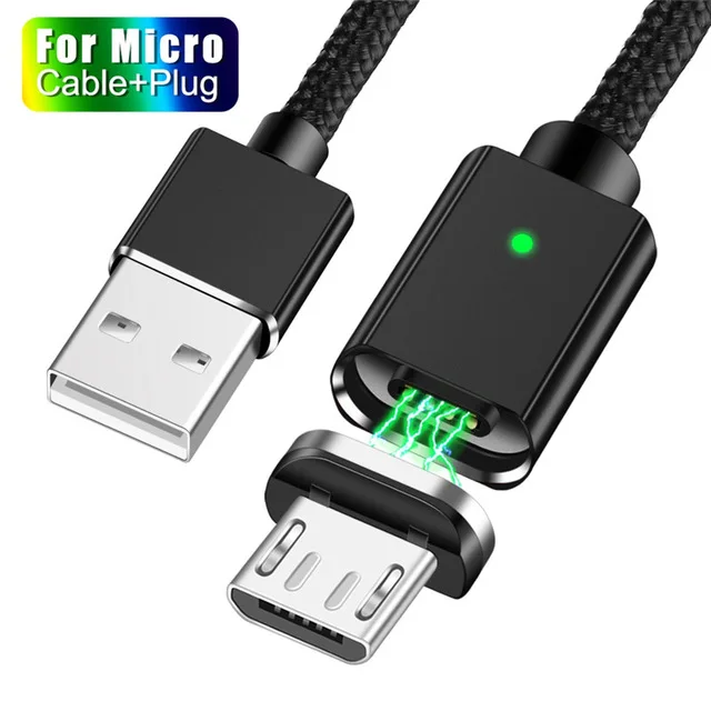 Магнитный кабель Micro usb type C адаптер для быстрой зарядки телефона type-C магнитное зарядное устройство USB C для iphone xiaomi samsung кабель Microusb - Цвет: Black Micro Cable