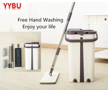 YYBU Magic Cleaner Flat Mop for Cleaning Floors Squeeze Free Hand Washing Home Cleaning Tool Lazy Mop Bucket with Wringer 