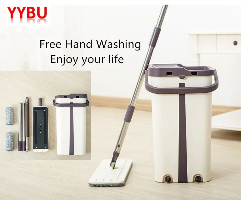 Koop YYBU Magic Cleaner Platte Mop voor Cleaning Vloeren Squeeze Gratis Hand Wassen Thuis Schoonmaken Tool Lui Mop Emmer met Wringer