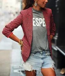 High quality blazer women's outerwear red long sleeve office women's thin jacket lapel plaid small suit High quality blazer women's outerwear red long sleeve office women's thin jacket lapel plaid small suit