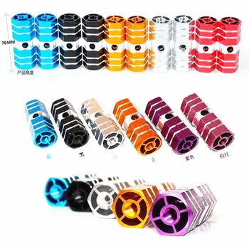 

Hot sale 1Pair Cycling BMX Bike Cylinder Aluminum Alloy 3/8 Axle Foot Pegs Gold Bike Pedals Bicycle Parts Cycling Accessories
