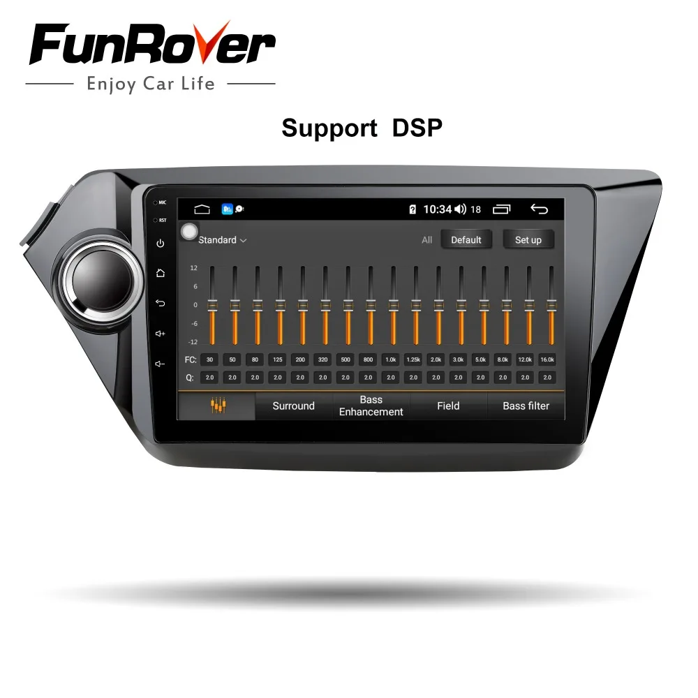 Discount Funrover 2.5D+IPS Octa Core android 9.0 car radio dvd Multimedia for Kia k2 RIO 2011-2016 car gps navigation DSP 4G 64G LTE RDS 2