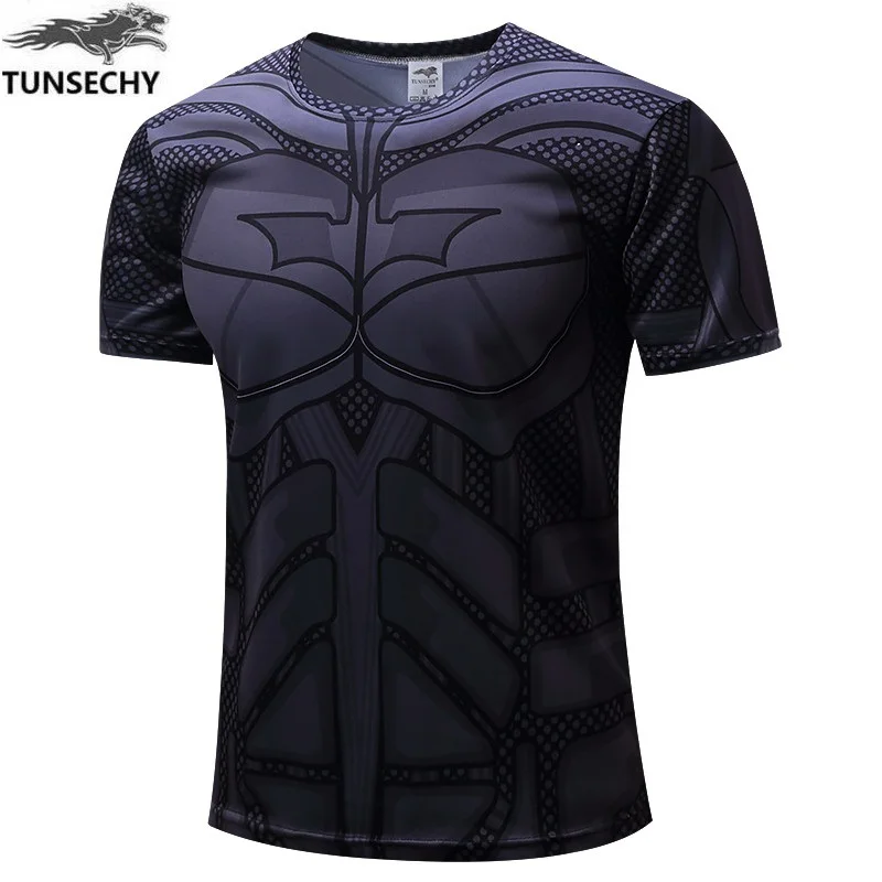 

TUNSECHY NEW 2017 Marvel Captain America 1 Super Hero lycra compression tights T shirt Men fitness clothing short sleeves XS-4XL