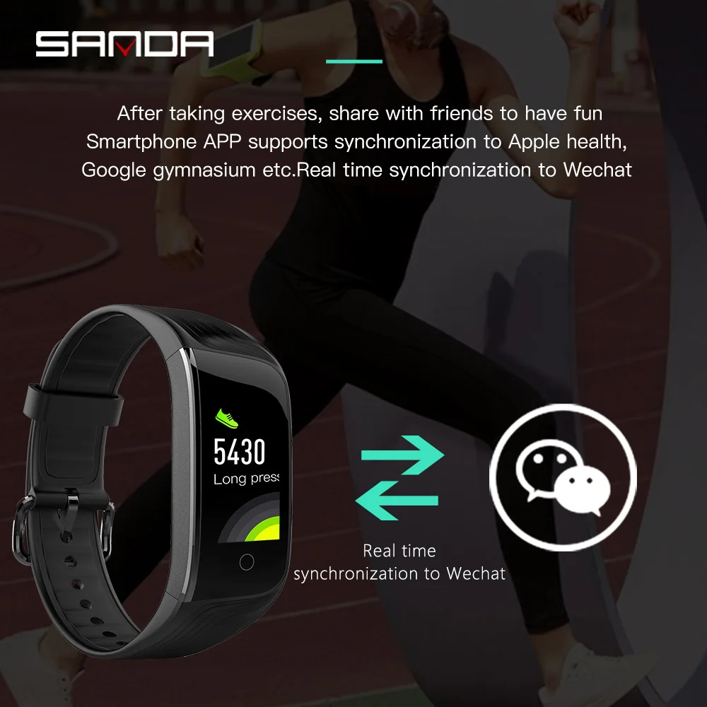 SANDA Men's and Women's Smart Heart Rate Monitor Digital Watch Pedometer Fitness Tracker Waterproof Smart Watch Business Clock