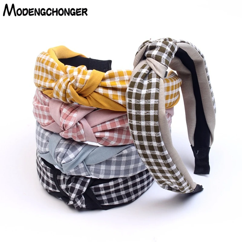 

Hot Selling Hairband For Women High Quality Head Bezel Top Knot Elastic Headband Lattice HairHoop Girls Fashion Hair Accessories