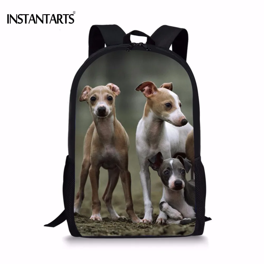 

INSTANTARTS Funny Design Boys Girl School Bags Cute Animal Greyhound Dog Family Print Primary School Students Bookbags Backpacks