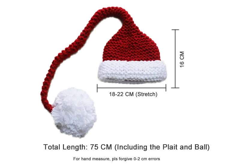 Зимняя вязаная шапка для новорожденных; цвет красный, белый; Рождественская Длинная вязаная шапочка для малышей; вязаная шапка Санты; реквизит для фотосессии