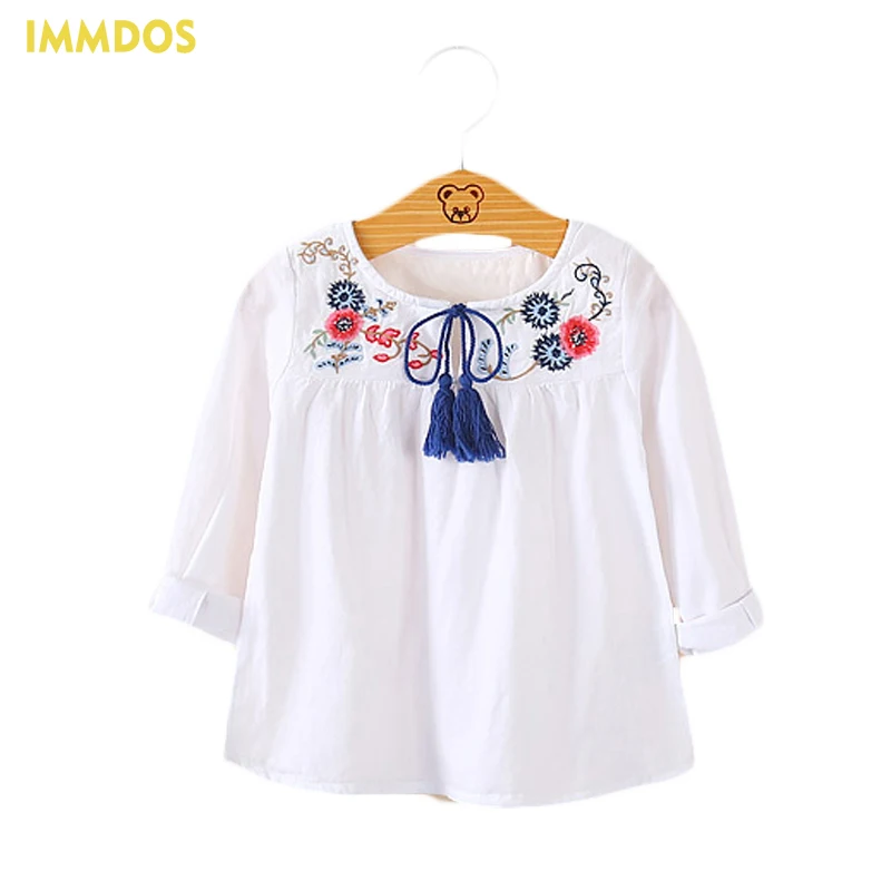IMMDOS Girls Spring Blouses kids Tassel Shirts For Girl Girls Cotton Autumn Half Sleeve Children Casual Blusas 2018 New Shirts IMMDOS Girls Spring Blouses kids Tassel Shirts For Girl Girls Cotton Autumn Half Sleeve Children Casual Blusas 2018 New Shirts