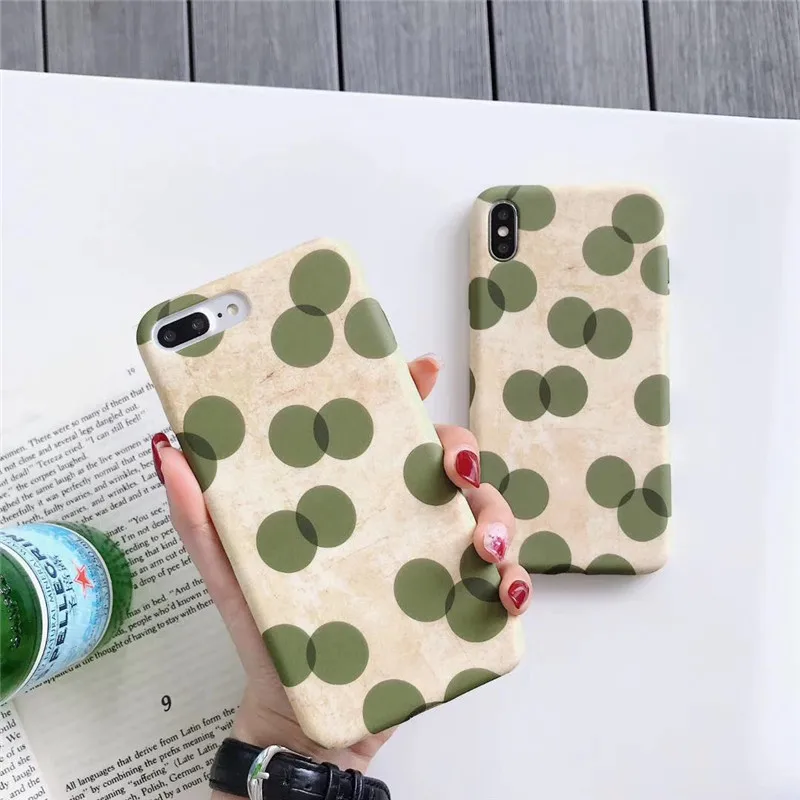 Matte oil painting green wave point phone case For iphone XS MAX XR X 6 6s 7 8plus anti-staining soft shell TPU back cover |