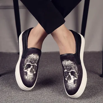 

italian brand designer men casual comfortable cow leather shoes slip on lazy shoe summer breathable printing loafers zapatos man