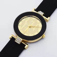Hot sale Fashion Brand Gold Geneva sport Quartz Watch Women dress casual Crystal Silicone Watches montre homme relojes hombre