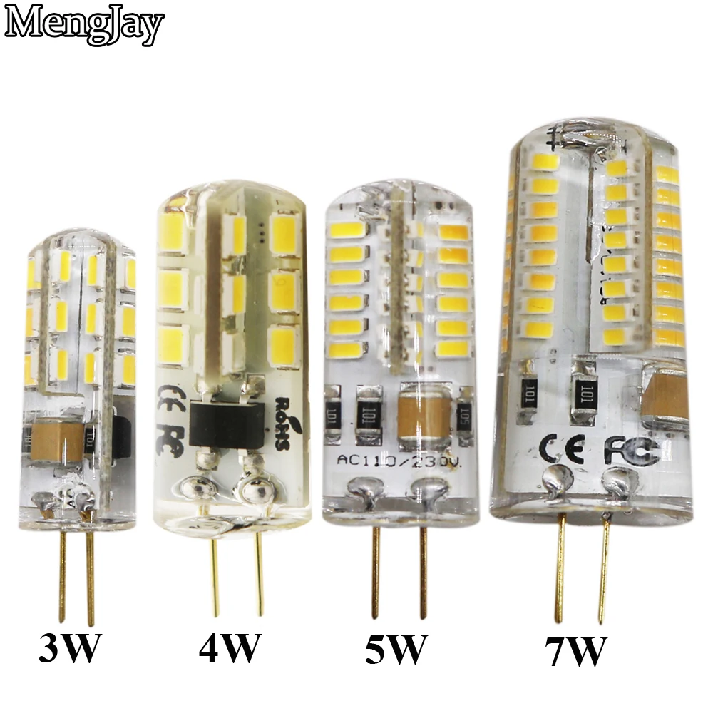

220V Silicone Bulb 24/48/64 LEDs replace 25W 35W 45W 55W Halogen Light 3W 5W 6W 8W SMD 2835 G4 LED Lamp AC Spotlight Chandelier