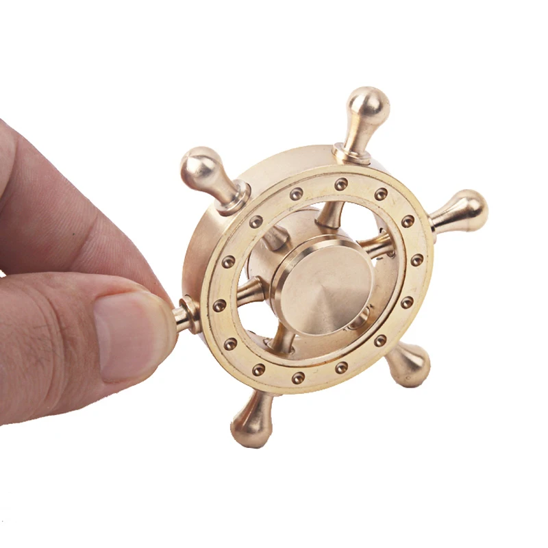 

Marine Steering Wheel Brass Hand Finger Spinner Spinning Top Novelty Gryo Toys