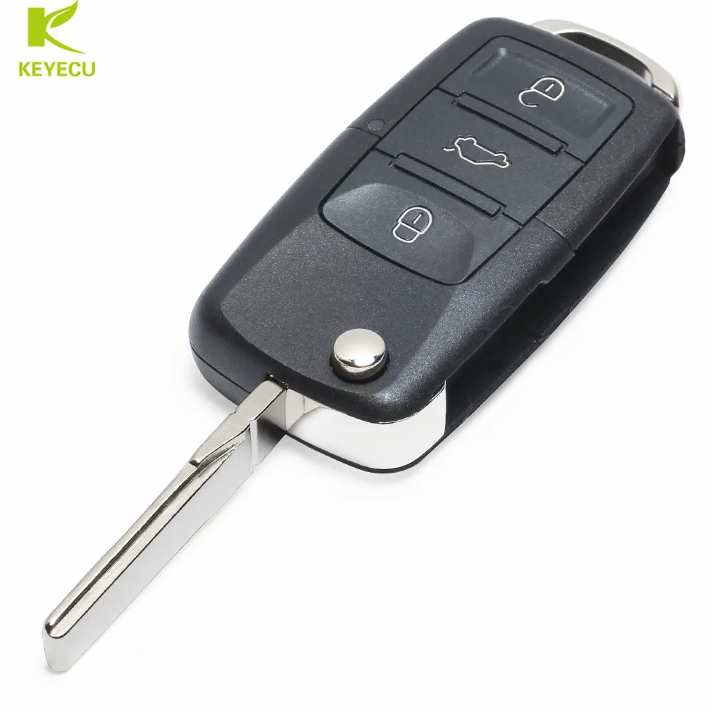 KEYECU Replacement Flip Remote Key 3 Button 434MHz ID48 Chip for Volkswagen Golf Passat Polo Seat Skoda 1J0 959 753 DA