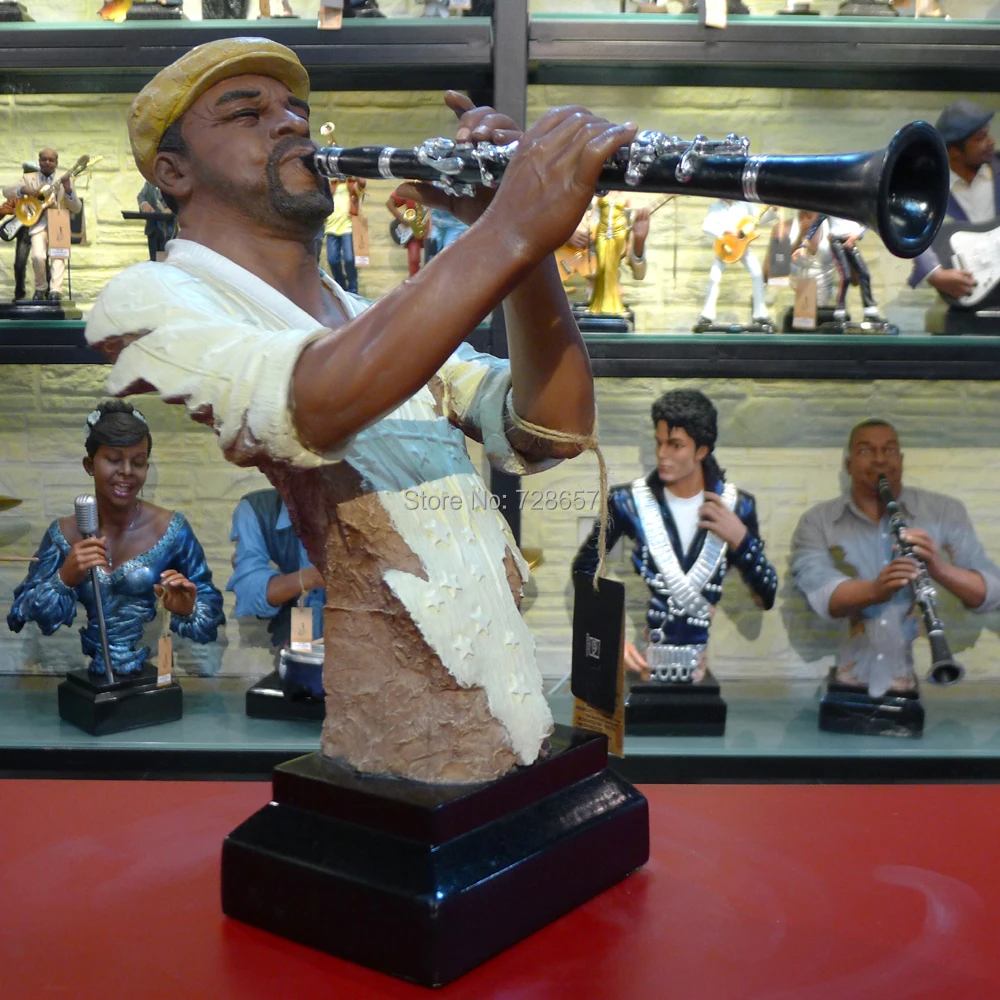 Abstract Clarinet font b Player b font Musician Bust Handmade Resin Instrumentalist Statue Decor Souvenir Gift