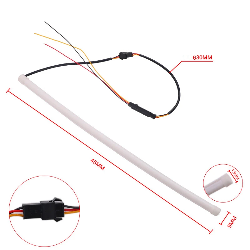 2 шт. гибкая светодиодная лента для дневных ходовых огней 45 см|12v led light|cob drldrl strip |