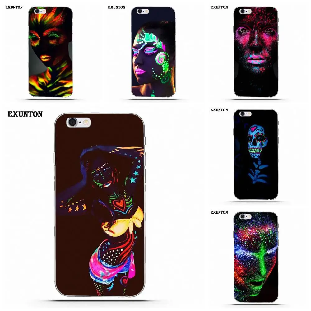 

Soft Cell Phone Case Cover Glow In The Dark Body Paint For Apple iPhone 4 4S 5 5C SE 6 6S 7 8 Plus X