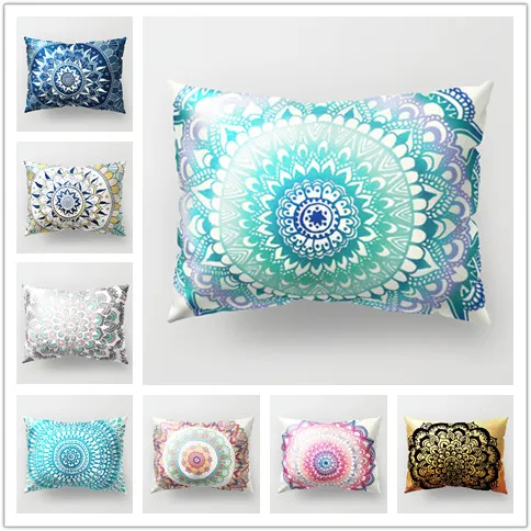 

New Rectangle 30*50cm Bohemian Style Pillow Case Bed Home Festival Pillow Case Flower Pillowcases 24 Colors