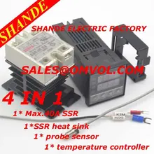 4 в 1! 100-240VAC PID Температура контроллер+ max.40A SSR+ теплоотвод+ 2 м качество K зонд