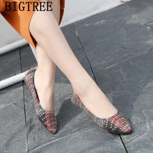 Женские туфли на плоской подошве с острым носком, украшенные стразами; женские лоферы; модная женская обувь на плоской подошве; mocasines mujer zapatillas