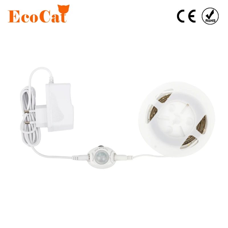 

Motion Sensor LED Strip Waterproof 1.2M 36LED PIR LED Strip Warm White with Automatic Shut Off Timer Bed Light EU Plug