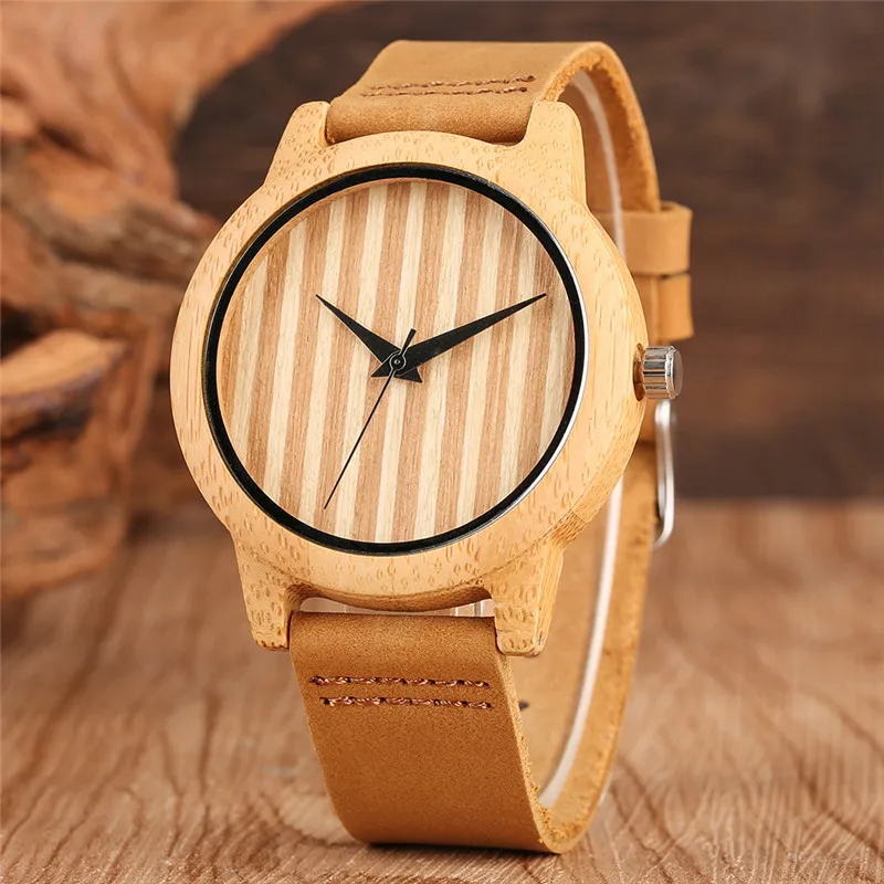 Wooden Watch Clock for Men Unique Luxury Brand Leather Quartz Watch Women Men Ladies Natural Non-toxic Wooden Watch for Teenager