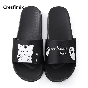 

Cresfimix women fashion cute cartoon print slides lady casual high quality beach slippers vrouwen pantoffels home slippers a3486