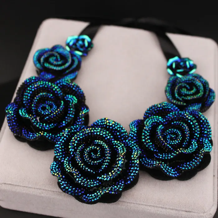 Новое поступление, высокое качество, модное ожерелье s, большой синий цветок из смолы, ожерелье s& Подвески, массивное ожерелье для женщин X1629