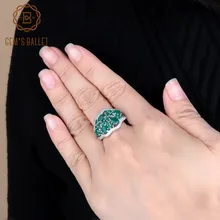 Gem's Ballet 4.77Ct натуральный зеленый агат кольца 925 пробы Серебряный Драгоценный Камень Арт Деко Винтажное кольцо для женщин хорошее ювелирное изделие