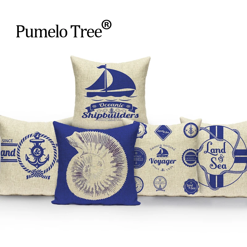 Aliexpress.com : Buy Anchor Navy Blue Pillow Cover ...