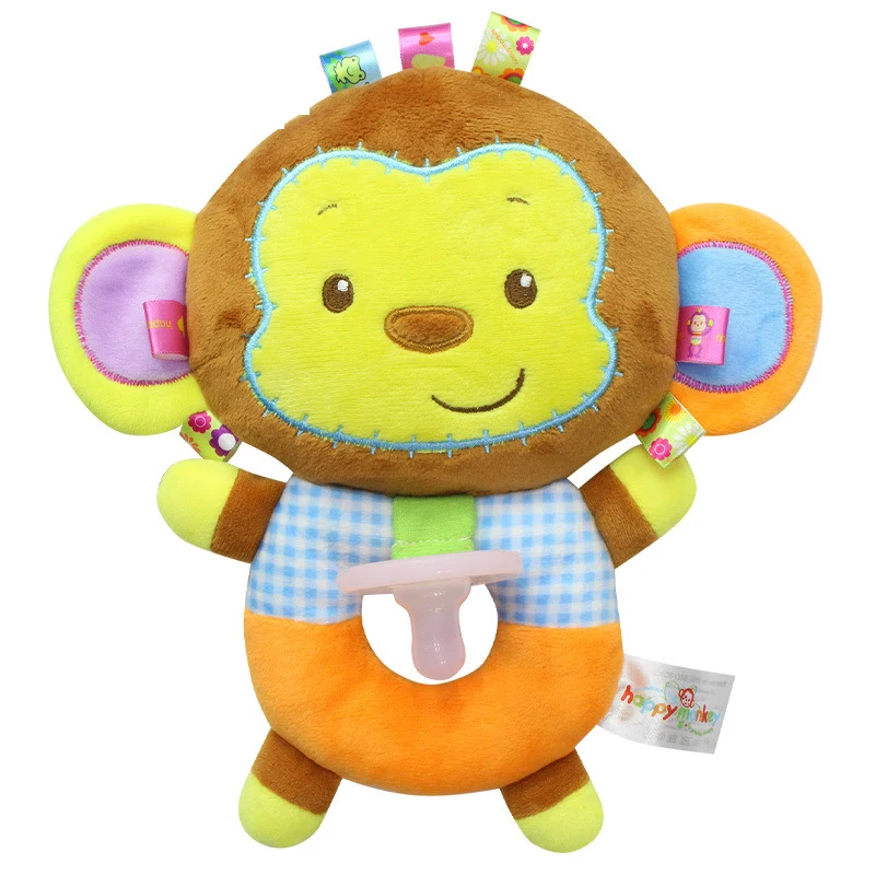 Baby Infant Plush Rattle Stuffed Toy Hand Grasp Teethers Cute Animal Handbell Ring Newborns Early Development Boys Girls Gift