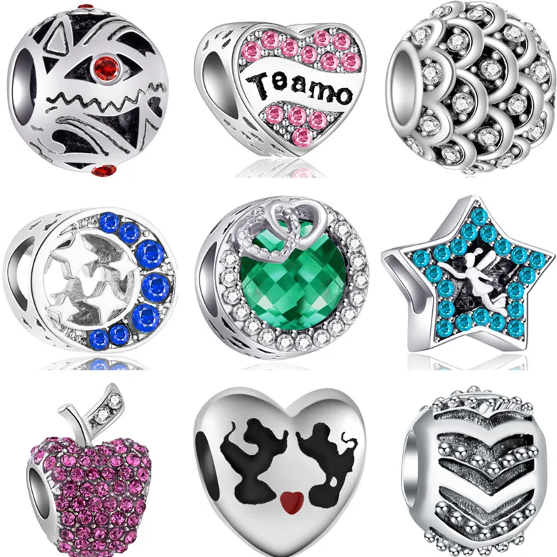 Crystal Hollow Star Apple Evil Eye Elf Minnie Mickey Love Heart DIY Beads Fit Pandora Charms Bracelets for Women Jewelry | Украшения и