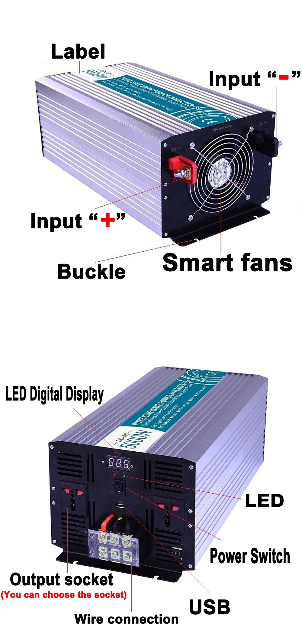 Смарт-Чистая синусоида Инвертор 4000 Вт CLP4000A DC 12 В 24 В 48 В к AC 110 V 220 V Серии Smart Солнечный Мощность 4000 Вт Surge Мощность 8000 Вт