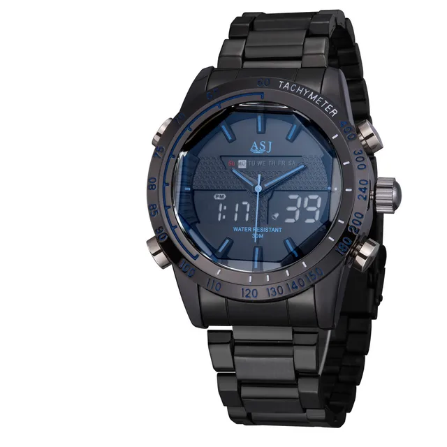 Cheap 2016 Sports Watches Men Luxury Brand ASJ Male Watch Analog LED Digital Watches for Men Steel Men's Quartz Military Wristwatches
