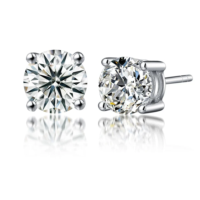 Moissanite Earrings 0 6ctw 4mm Diamond Stud Sterling Silver Moissanite Earrings 0 6ctw 4mm Diamond Stud Sterling Silver Clic Lab 4 G