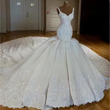 Роскошное кружевное свадебное платье Русалка милое белое свадебное платье со шлейфом размера плюс платья невесты Vestido De Novia