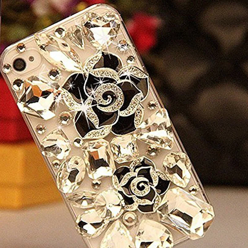 3D Блестящий чехол для iphone 8 Plus x i7 6s 5S 5c se 4S 4 с кристаллами и бриллиантами цветком