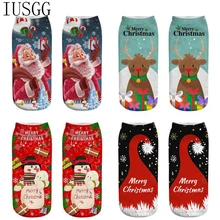 4 пар/лот, новогодние подарочные носки, 26 цветов, цветные носки с 3D принтом, повседневные Праздничные Носки средней длины, Милые Носки с рисунком снеговика и оленя