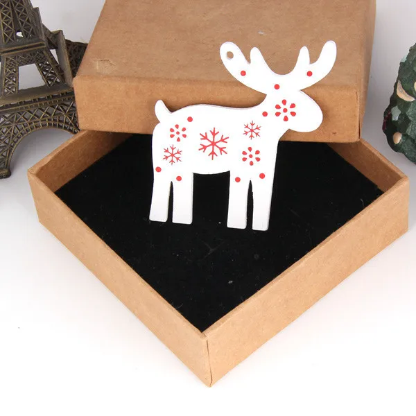 8PCS White&Red Wooden Christmas Ornaments Pendants Wood Crafts Hanging Xmas Tree Ornament Kids Gift Christmas Party Decorations - Цвет: White Deer