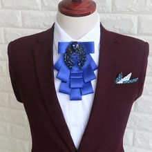 Мужская бабочка ручной работы большой синий паук бабочка из прозрачных страз Галстуки Галстук многослойный роскошный ленты шеи носить галстуки