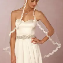 Горячая распродажа белый кот фаты один слой тюля фата на края шнурка фата V876