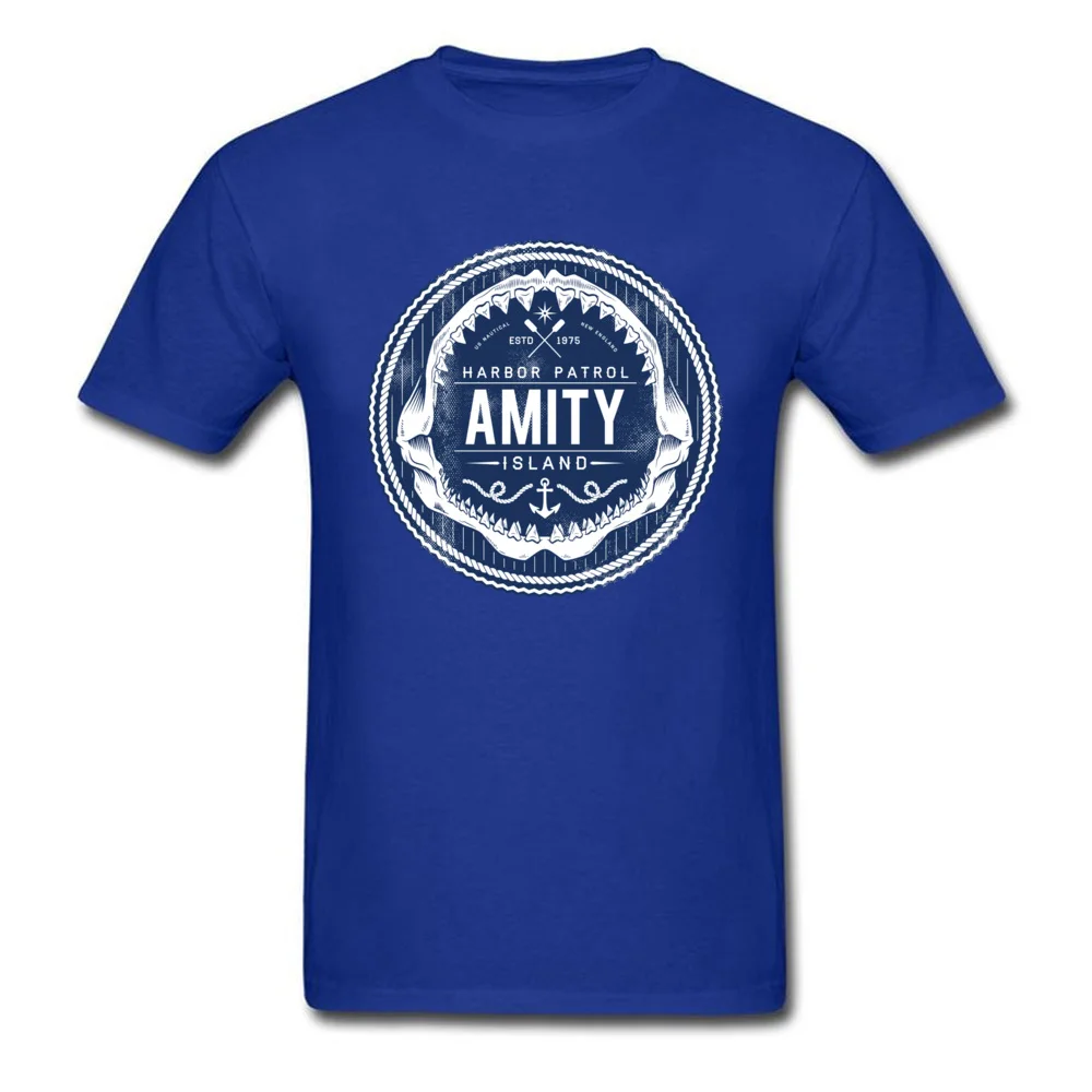 amity island harbor patrol 5997 Funny Men T-Shirt Round Collar Short Sleeve Pure Cotton Tops Shirts Customized Tee-Shirts amity island harbor patrol 5997 blue